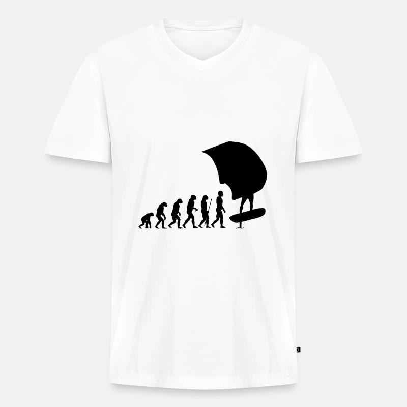 Wingfoil Wingfoiler Evolution - Männer Premium Bio T-Shirt mit V-Ausschnitt - Weiß