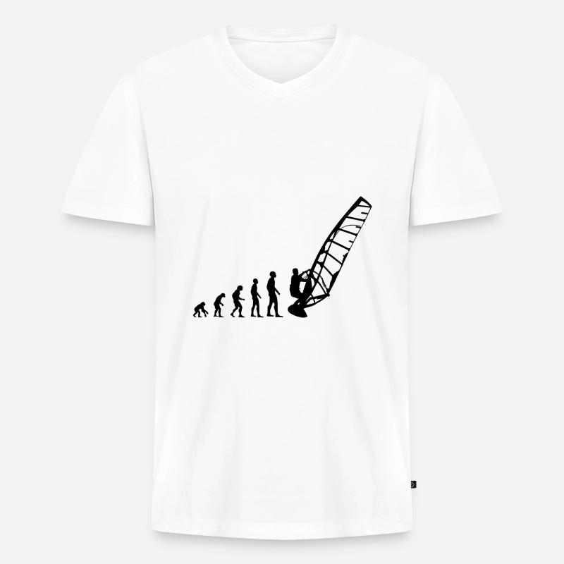 Windsurfer Surfen Windsurfen Windsurfing Evolution - Männer Premium Bio T-Shirt mit V-Ausschnitt - Weiß