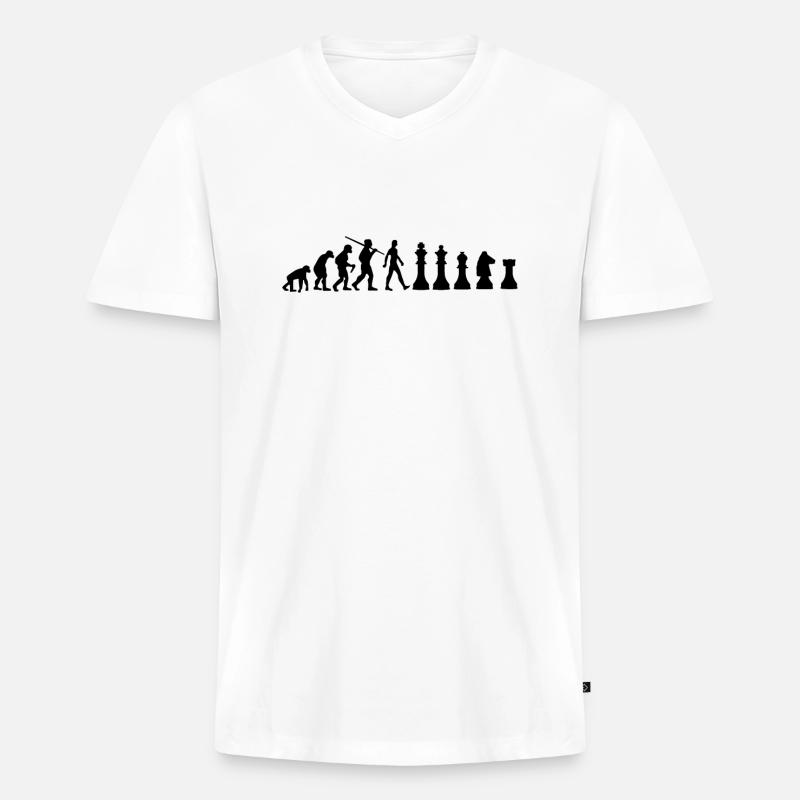 Chess Evolution Schach - Männer Premium Bio T-Shirt mit V-Ausschnitt - Weiß