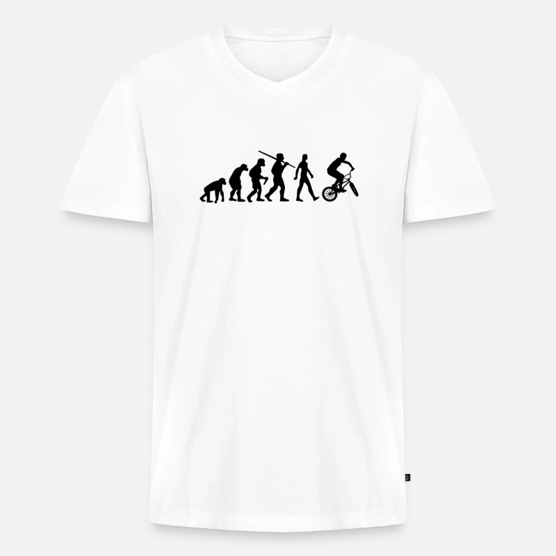 BMX Evolution BMX Rad - Männer Premium Bio T-Shirt mit V-Ausschnitt - Weiß