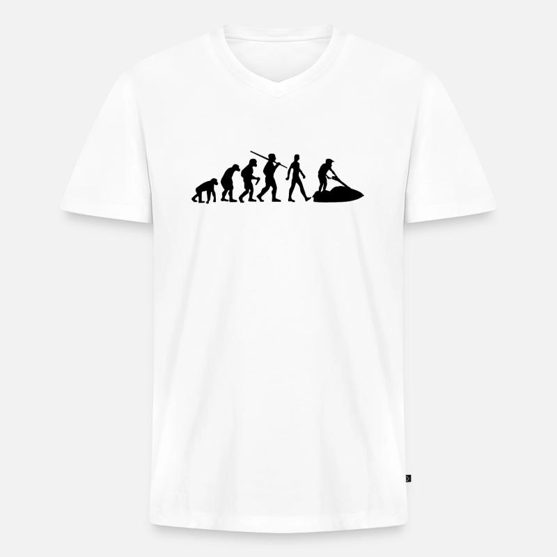 Jetski Evolution Wasserski - Männer Premium Bio T-Shirt mit V-Ausschnitt - Weiß