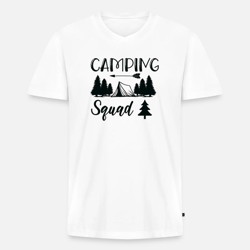Camping Kader Wandershirt - Männer Premium Bio T-Shirt mit V-Ausschnitt - Weiß