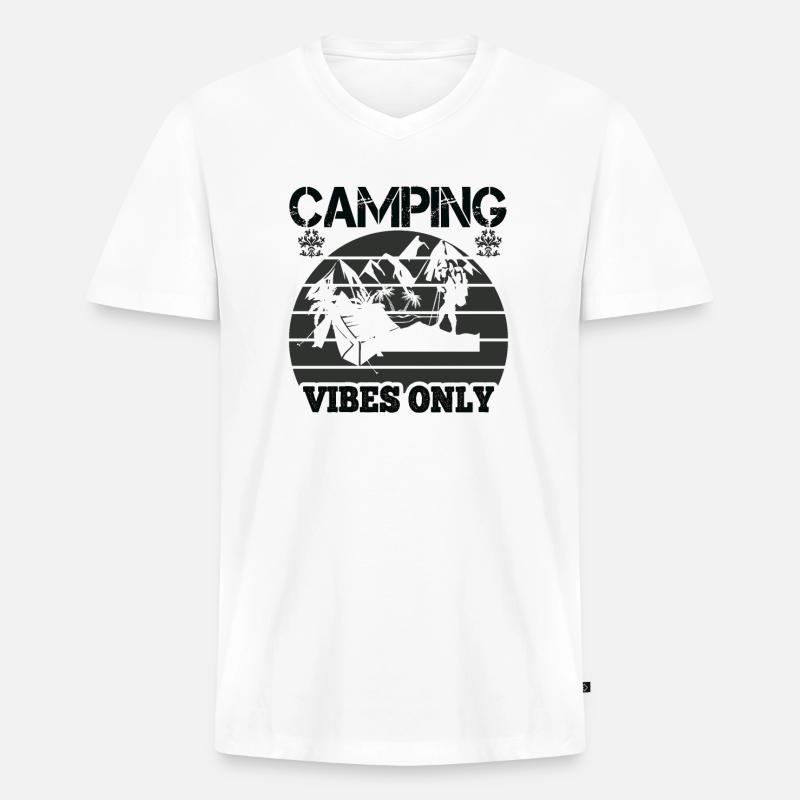 Camping Vibes - Männer Premium Bio T-Shirt mit V-Ausschnitt - Weiß