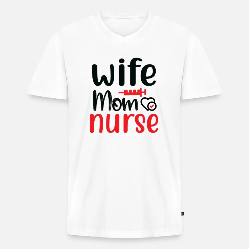 Frau Mutter Krankenschwester - Männer Premium Bio T-Shirt mit V-Ausschnitt - Weiß