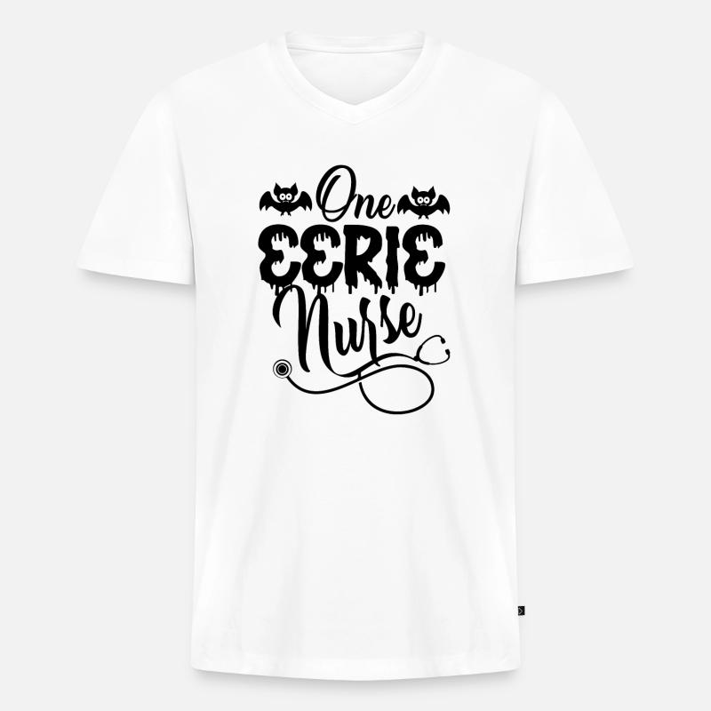 Eine unheimliche Krankenschwester - Männer Premium Bio T-Shirt mit V-Ausschnitt - Weiß