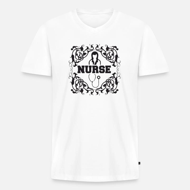 Krankenschwester - Männer Premium Bio T-Shirt mit V-Ausschnitt - Weiß