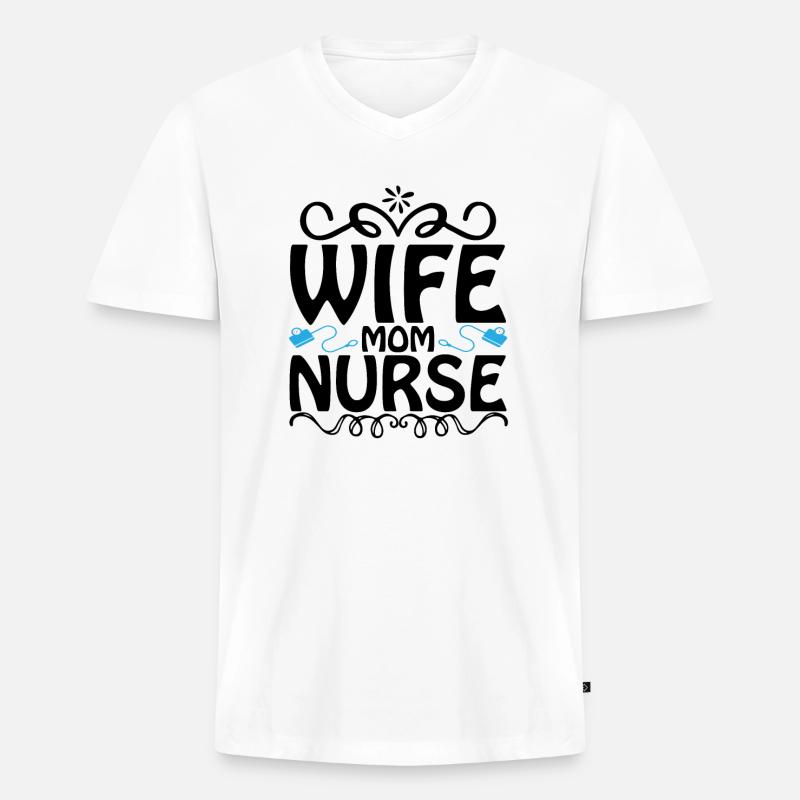 Ehefrau Mutter Krankenschwester - Männer Premium Bio T-Shirt mit V-Ausschnitt - Weiß