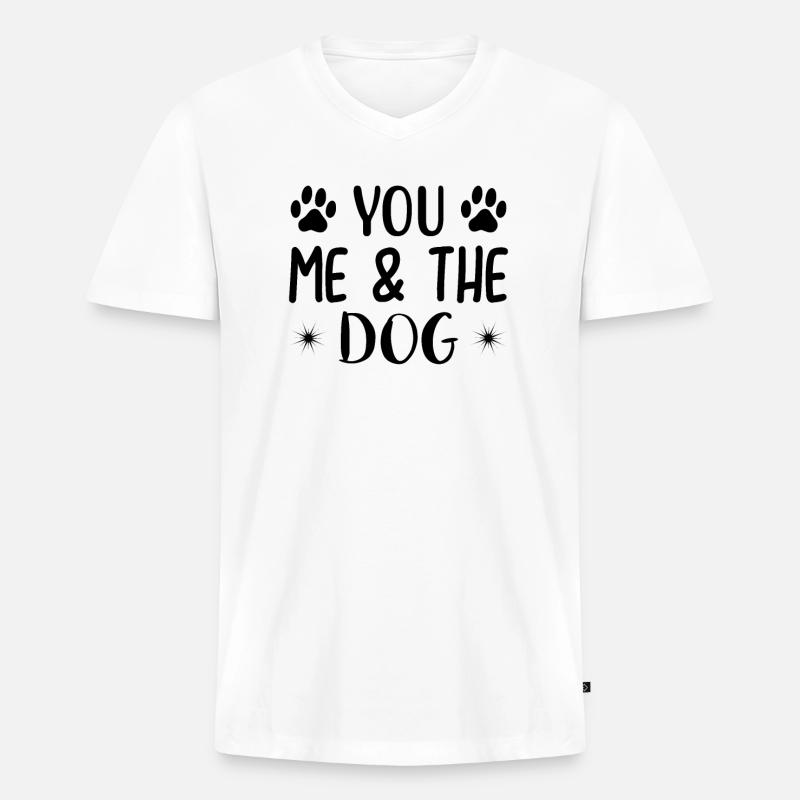 Du ich & der Hund - Männer Premium Bio T-Shirt mit V-Ausschnitt - Weiß
