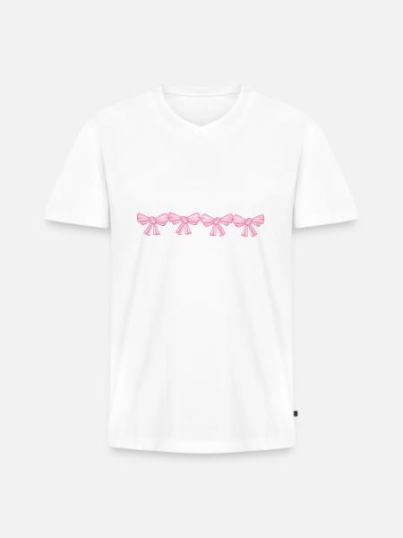 line grinding fly pink four - Men's Premium Organic T-shirt with V-neck - white