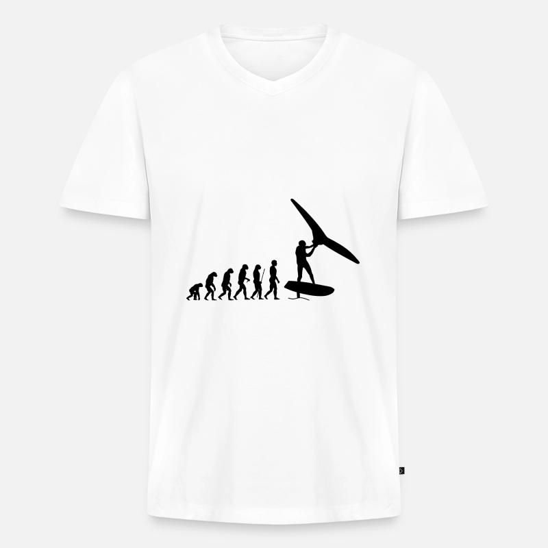 Foilwing Evolution - Männer Premium Bio T-Shirt mit V-Ausschnitt - Weiß