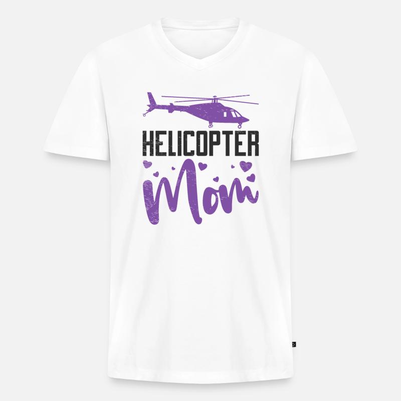 Helikopter Mama Kinder Mutter Eltern - Männer Premium Bio T-Shirt mit V-Ausschnitt - Weiß