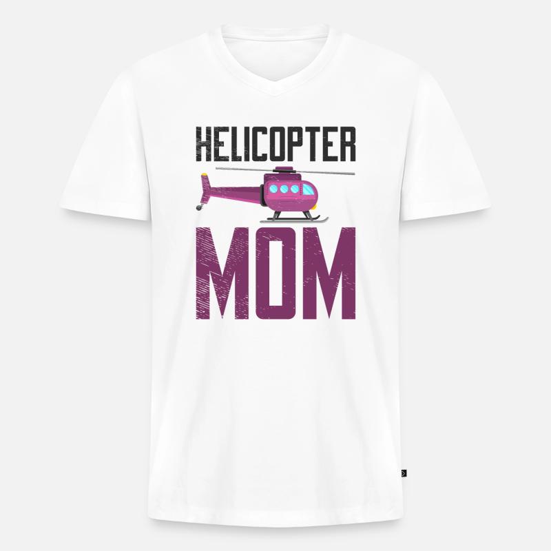 Helikopter Mama Kinder Mutter Eltern - Männer Premium Bio T-Shirt mit V-Ausschnitt - Weiß