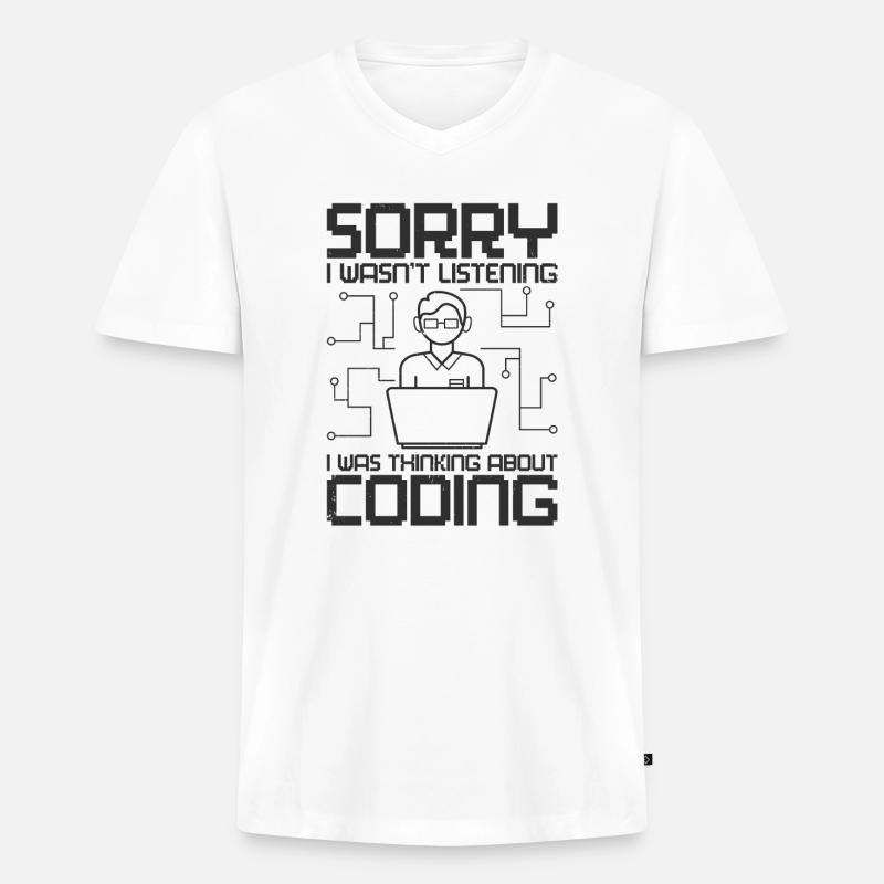 Programmierer Software Web Entwickler Coder Coding - Männer Premium Bio T-Shirt mit V-Ausschnitt - Weiß