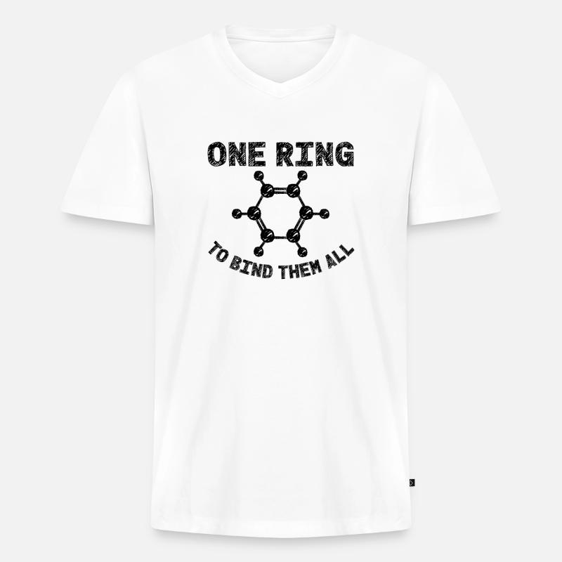 Chemie Benzolring Molekül Bindung - Männer Premium Bio T-Shirt mit V-Ausschnitt - Weiß