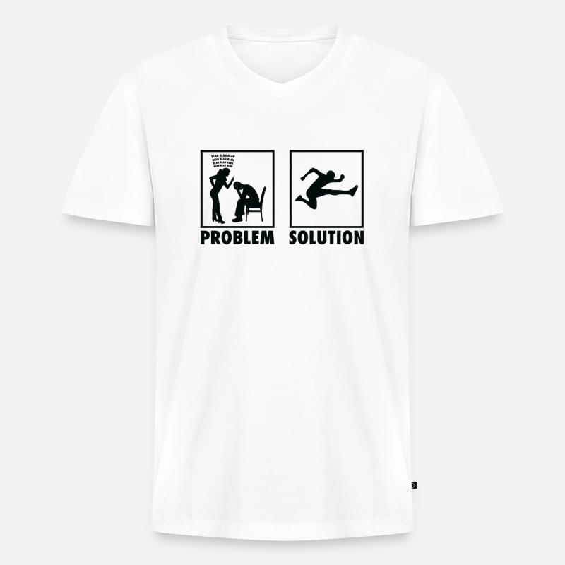 Athletics Athletes Statement Problem Solution. - Männer Premium Bio T-Shirt mit V-Ausschnitt - Weiß