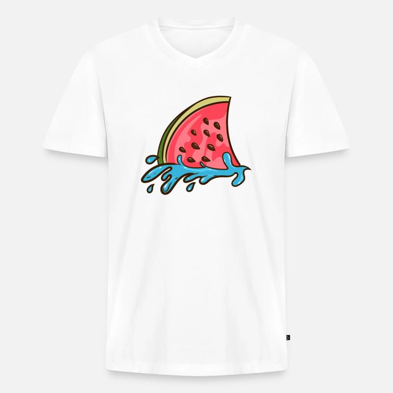 Aileron de requin comme pastèque - T-shirt encolure en V Premium bio Homme - blanc