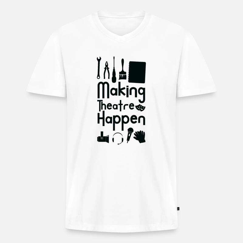 Theater Schauspiel Schauspieltechnik Crew - Männer Premium Bio T-Shirt mit V-Ausschnitt - Weiß