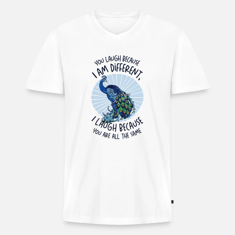 Peacock Positivity Verschiedene Inspirational - Männer Premium Bio T-Shirt mit V-Ausschnitt - Weiß