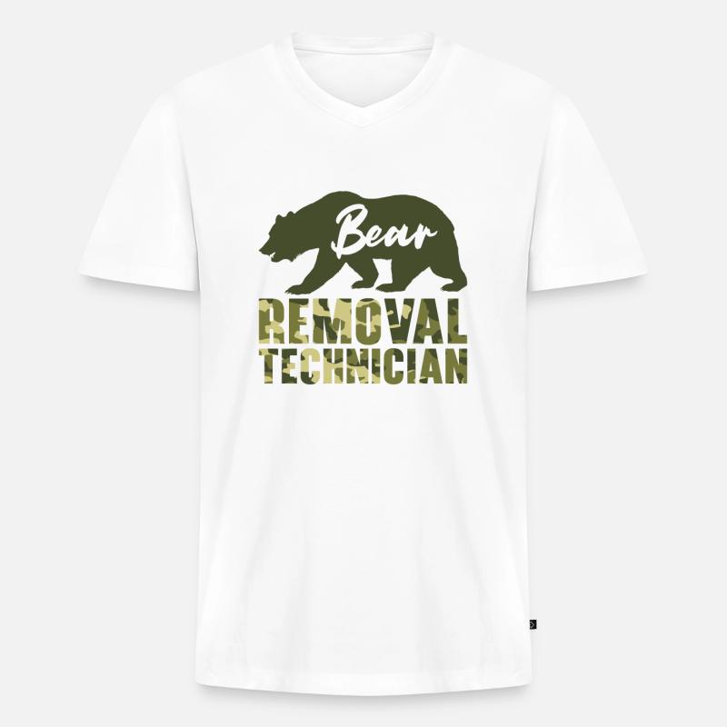 Bärenbeseitigung Techniker Bärenjagd Wildtierjagd - Männer Premium Bio T-Shirt mit V-Ausschnitt - Weiß