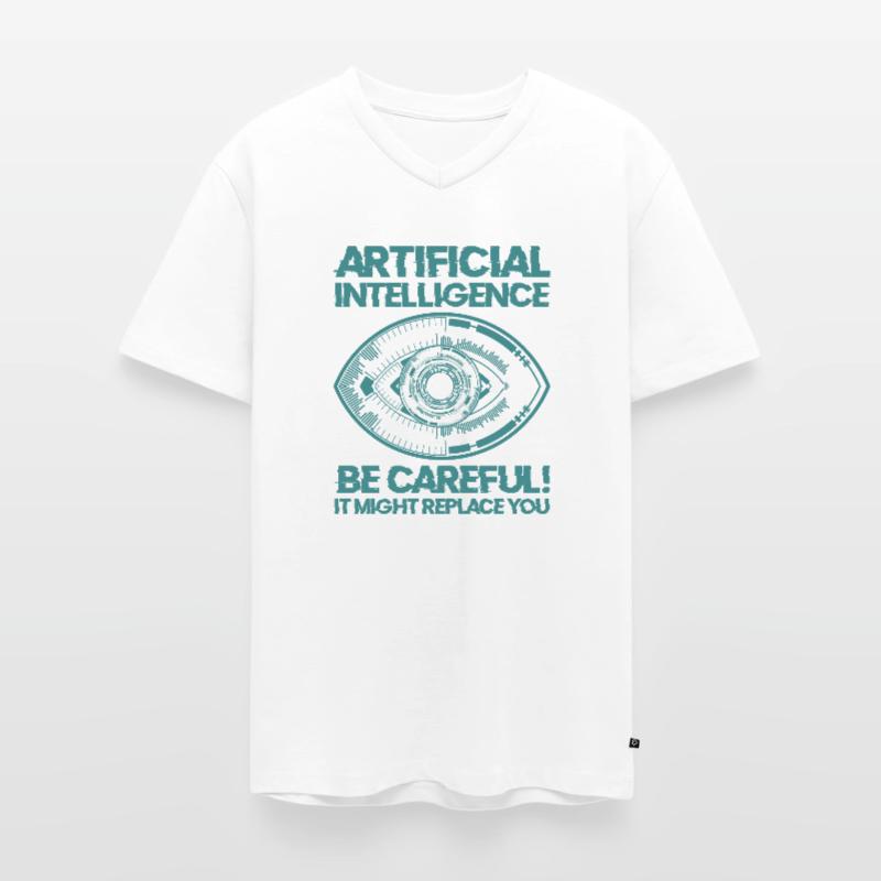 AI Machine Learning Computer Geek Technology Robot Men's Premium Organic T-shirt with V-neck