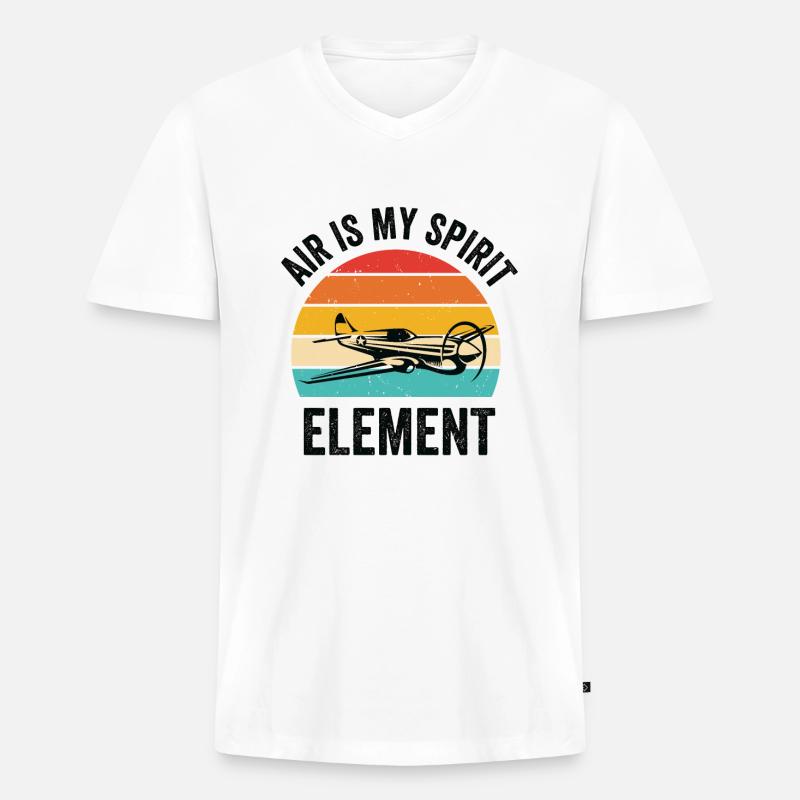Luftfahrt Pilot Flieger Flugzeug Flugzeug - Männer Premium Bio T-Shirt mit V-Ausschnitt - Weiß