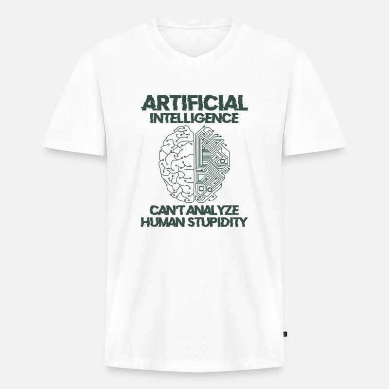 Artificial Intelligence Programmer Brain Human - Men's Premium Organic T-shirt with V-neck - white