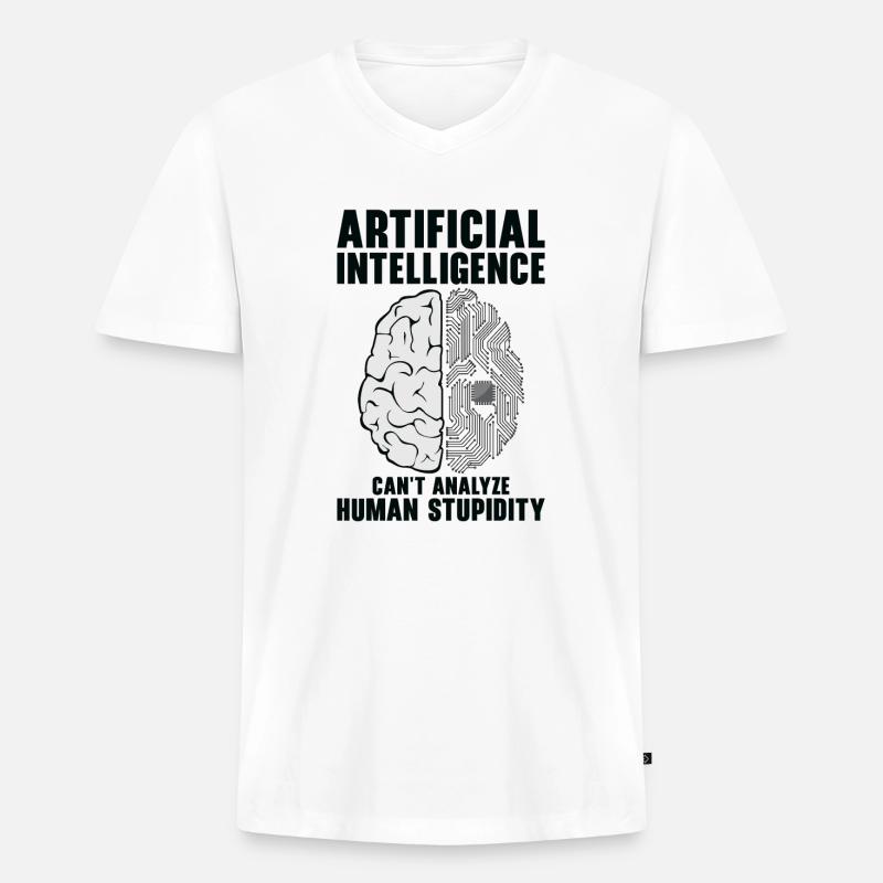 Künstliche Intelligenz Programmierer Gehirn - Männer Premium Bio T-Shirt mit V-Ausschnitt - Weiß