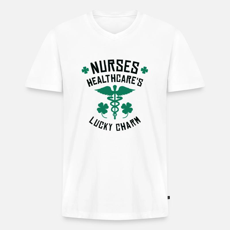 St. Patrick's Day Krankenschwester - Männer Premium Bio T-Shirt mit V-Ausschnitt - Weiß