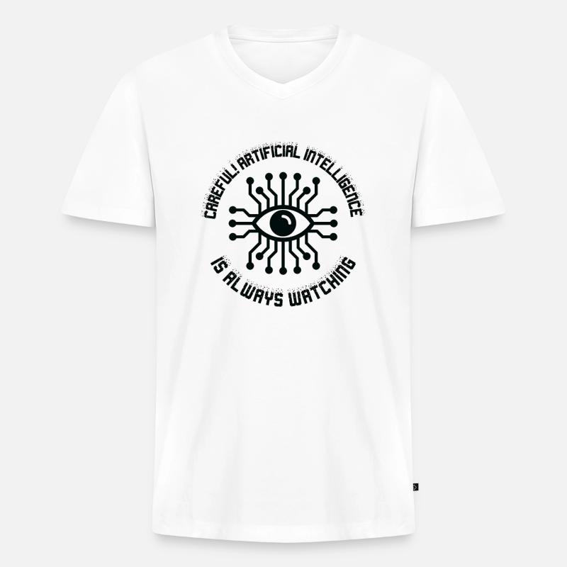 Künstliche Intelligenz Programmierung - Männer Premium Bio T-Shirt mit V-Ausschnitt - Weiß
