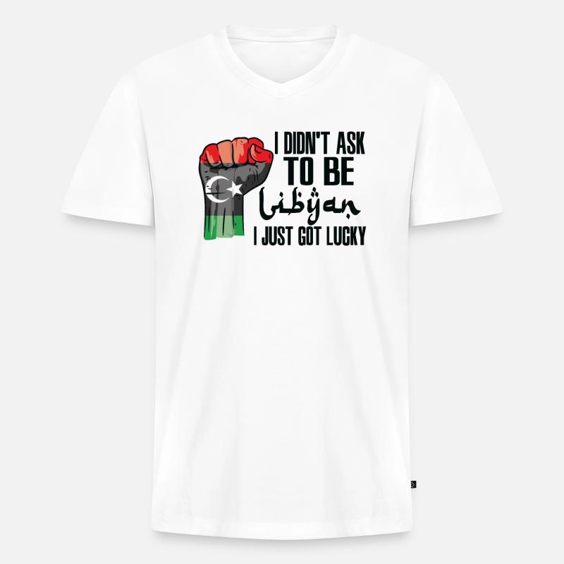 Libyscher Stolz Libysche Flagge Gewachsen - Männer Premium Bio T-Shirt mit V-Ausschnitt - Weiß