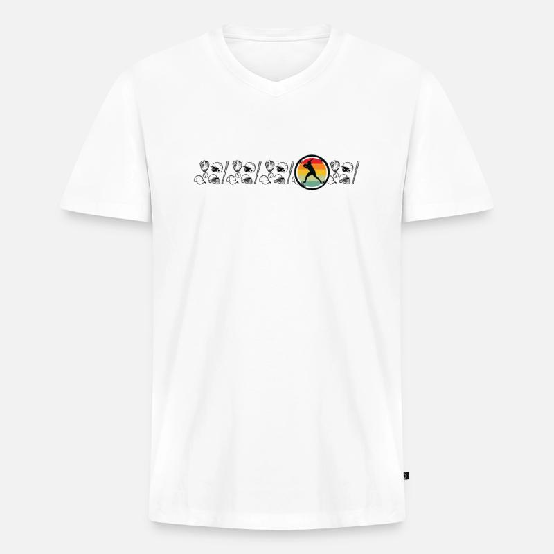 Baseball Pitcher Softball Catcher Baseball - Männer Premium Bio T-Shirt mit V-Ausschnitt - Weiß