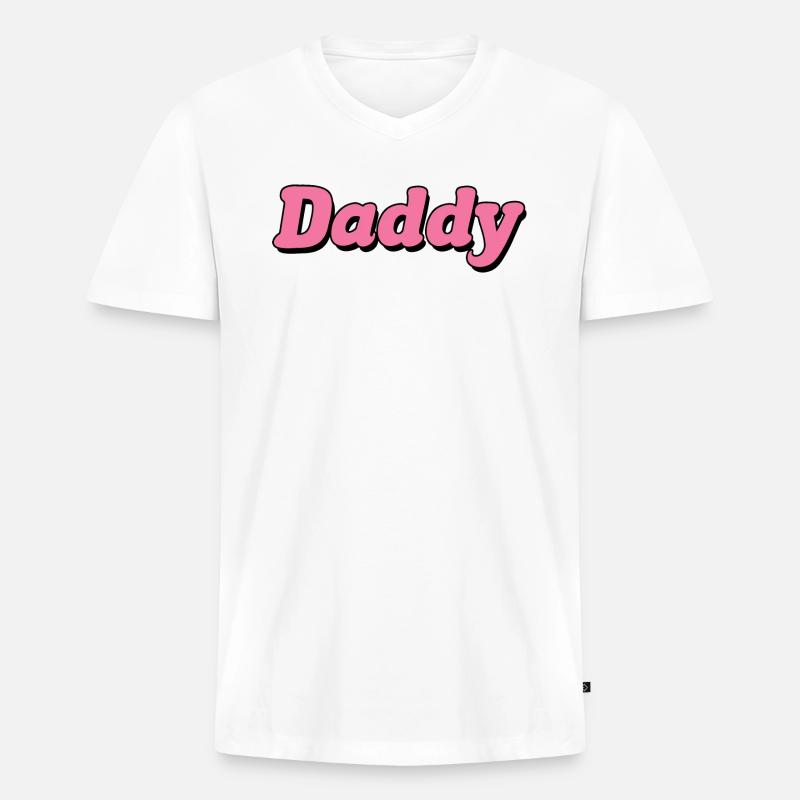 Daddy-Grafik - Männer Premium Bio T-Shirt mit V-Ausschnitt - Weiß