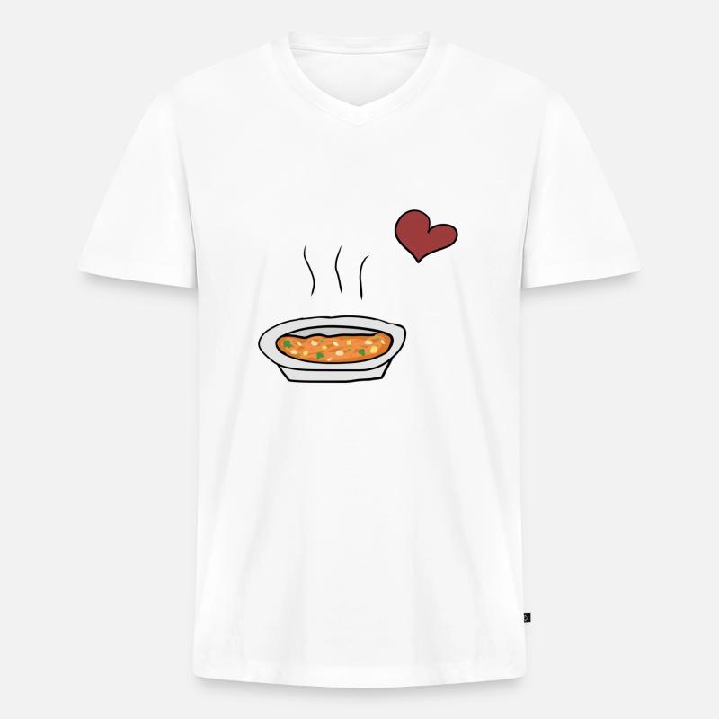 Essen Suppe - Männer Premium Bio T-Shirt mit V-Ausschnitt - Weiß
