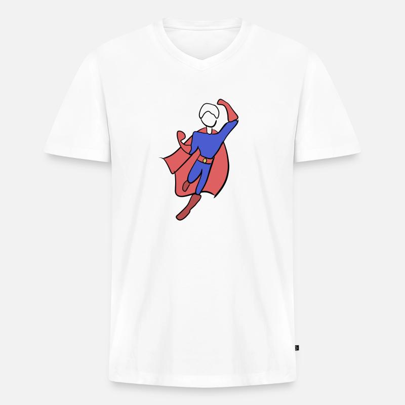 superheld held symbol mann retter - Männer Premium Bio T-Shirt mit V-Ausschnitt - Weiß