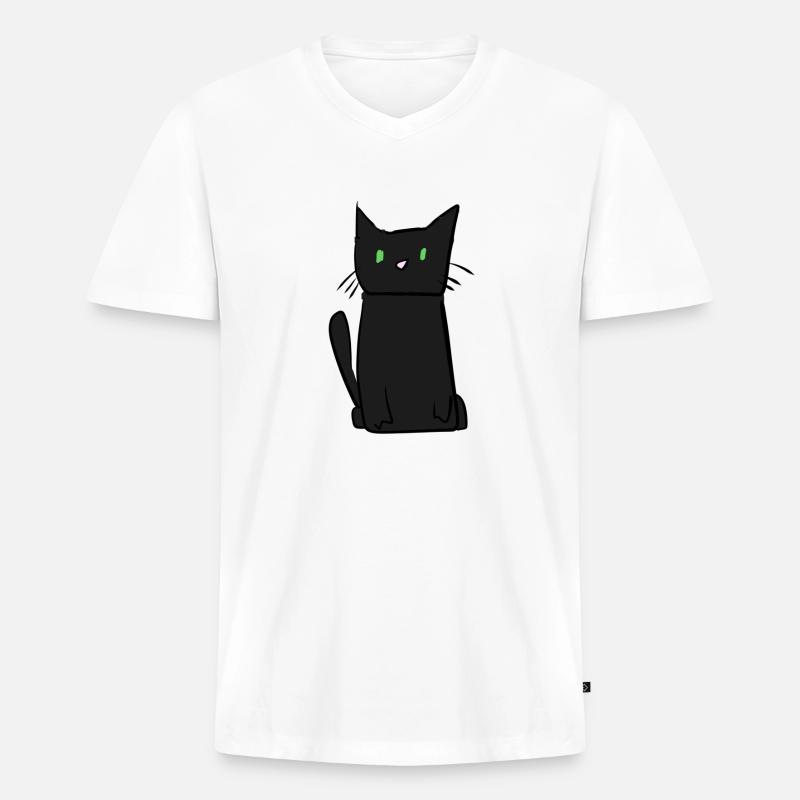 dunkle Katze Tier süß - Männer Premium Bio T-Shirt mit V-Ausschnitt - Weiß