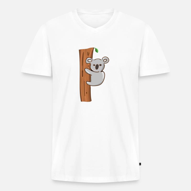 Koala Tier Baum klettern symbol - Männer Premium Bio T-Shirt mit V-Ausschnitt - Weiß