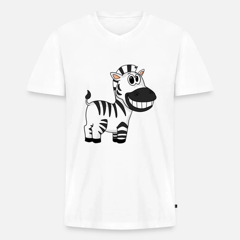 Zebra - Männer Premium Bio T-Shirt mit V-Ausschnitt - Weiß