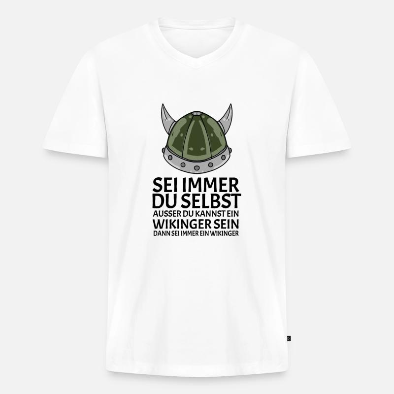 Wikinger Spruch - Männer Premium Bio T-Shirt mit V-Ausschnitt - Weiß