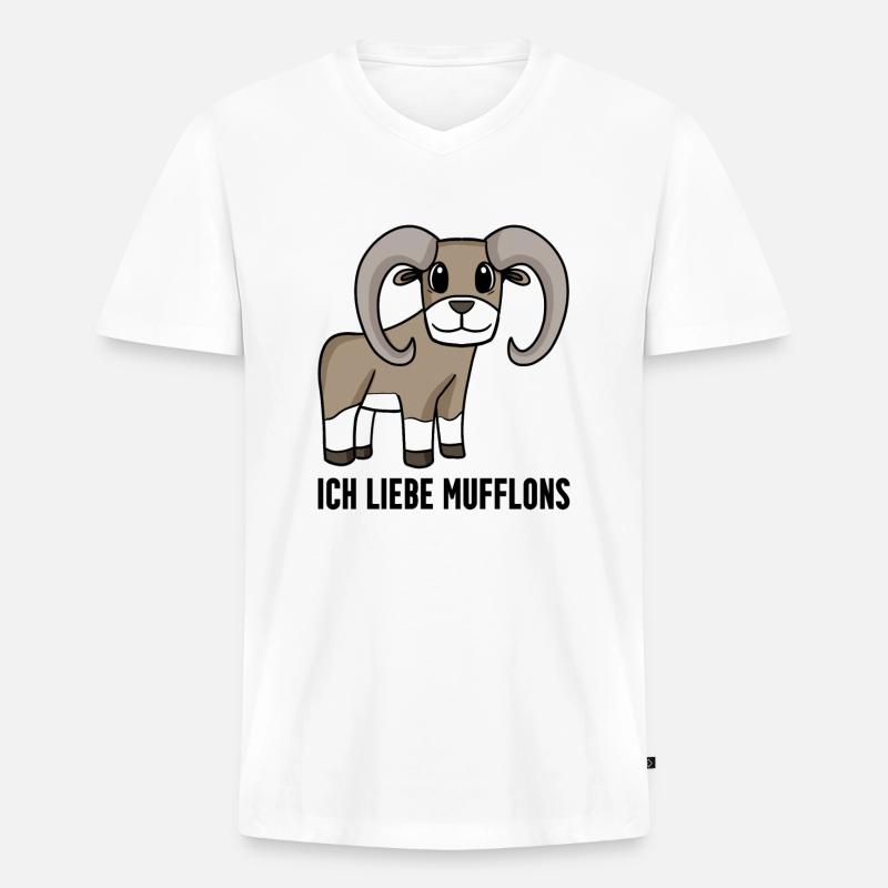 Mufflon Wildschaf - Männer Premium Bio T-Shirt mit V-Ausschnitt - Weiß