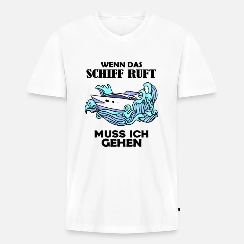 Schiff Schifffahrt - Männer Premium Bio T-Shirt mit V-Ausschnitt - Weiß
