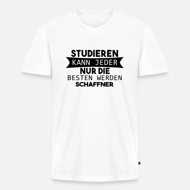 Schaffner Geschenk - Männer Premium Bio T-Shirt mit V-Ausschnitt - Weiß