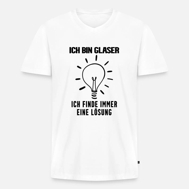Glaser Beruf Ausbildung - Männer Premium Bio T-Shirt mit V-Ausschnitt - Weiß