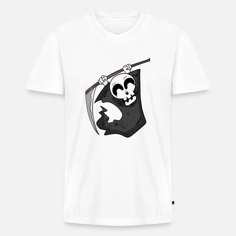 Sensenmann freut sich - Männer Premium Bio T-Shirt mit V-Ausschnitt - Weiß