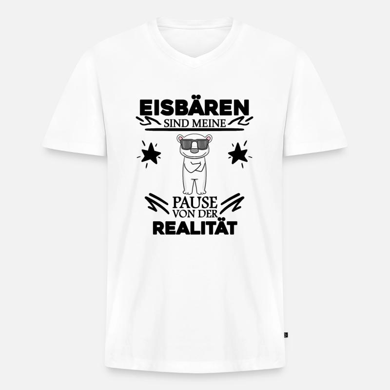 Eisbär Polarbär Bär - Männer Premium Bio T-Shirt mit V-Ausschnitt - Weiß