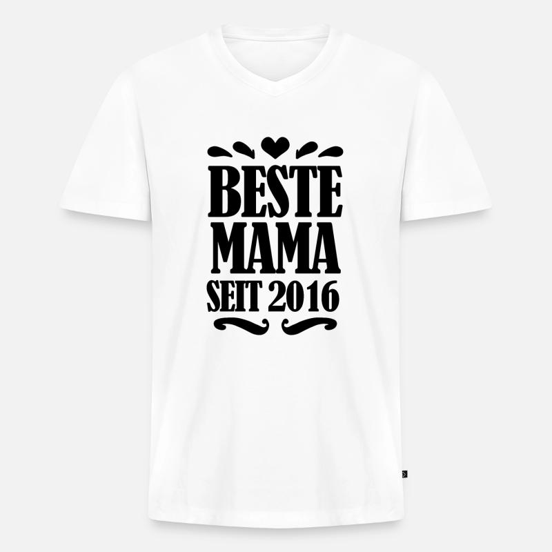 Beste Mama seit 2016 - Männer Premium Bio T-Shirt mit V-Ausschnitt - Weiß