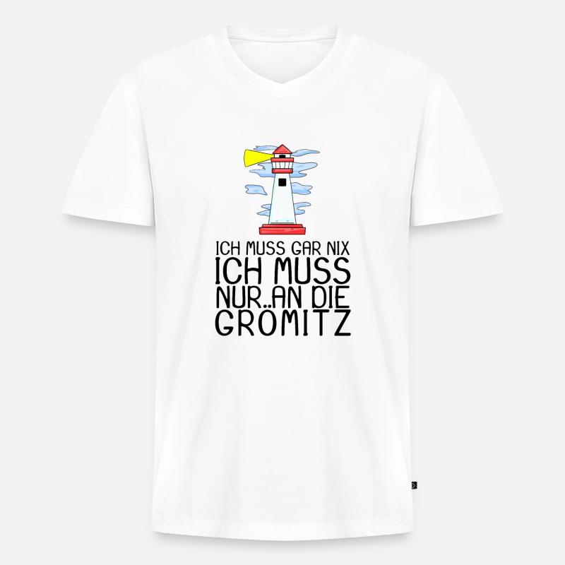 Grömitz Spruch Sprüche - Männer Premium Bio T-Shirt mit V-Ausschnitt - Weiß