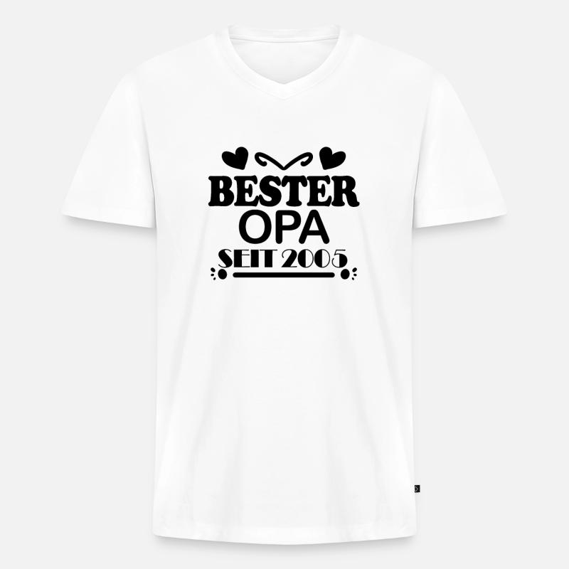 Bester Opa seit 2005 - Männer Premium Bio T-Shirt mit V-Ausschnitt - Weiß