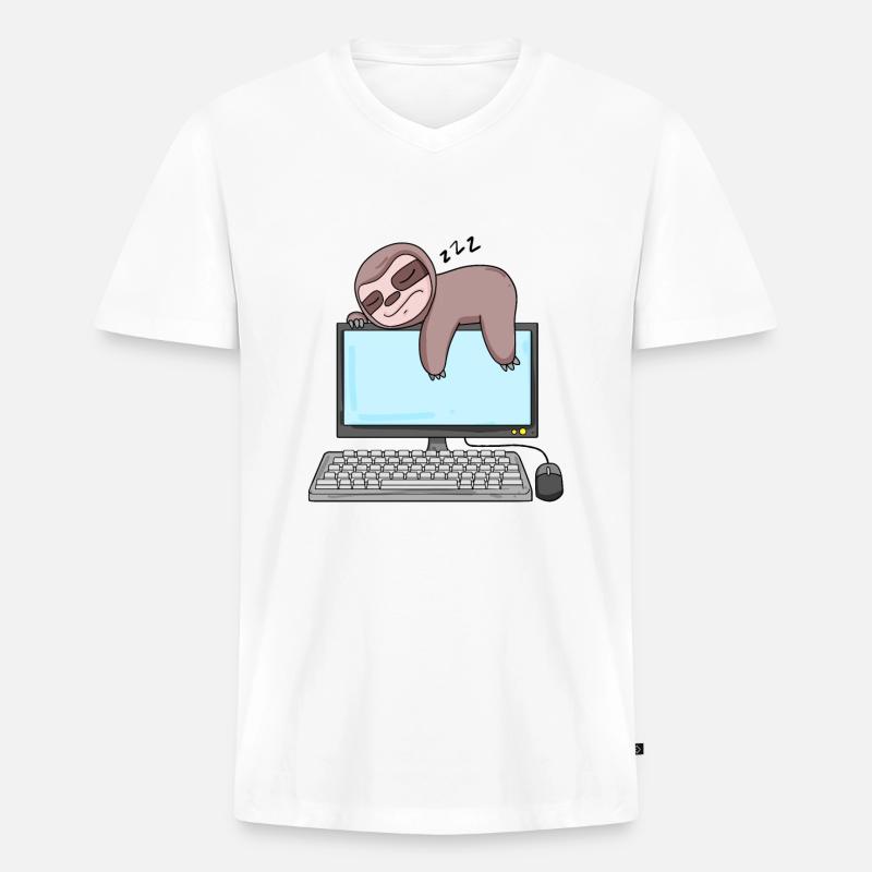 Computer Nerd Programmierer Geschenk - Männer Premium Bio T-Shirt mit V-Ausschnitt - Weiß