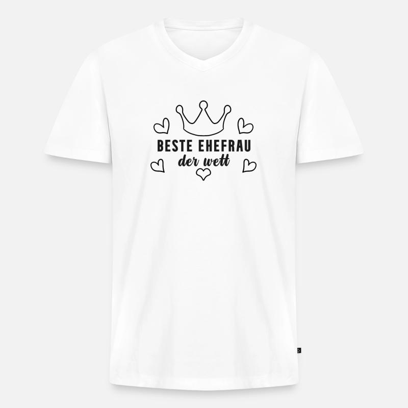 Beste Ehefrau Geschenk - Männer Premium Bio T-Shirt mit V-Ausschnitt - Weiß