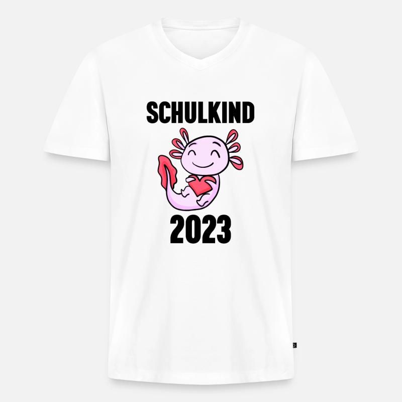 Schuldkind Einschulung 2023 - Männer Premium Bio T-Shirt mit V-Ausschnitt - Weiß